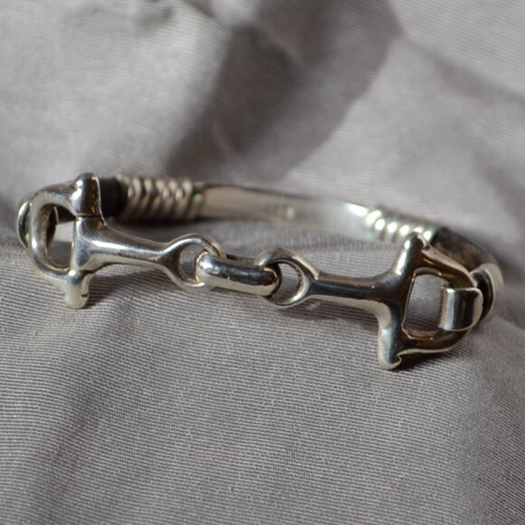 Vintage - Silver and Leather - Horse Bridle/Bit/Stirrup Bracelet. - Picture 2 of 7